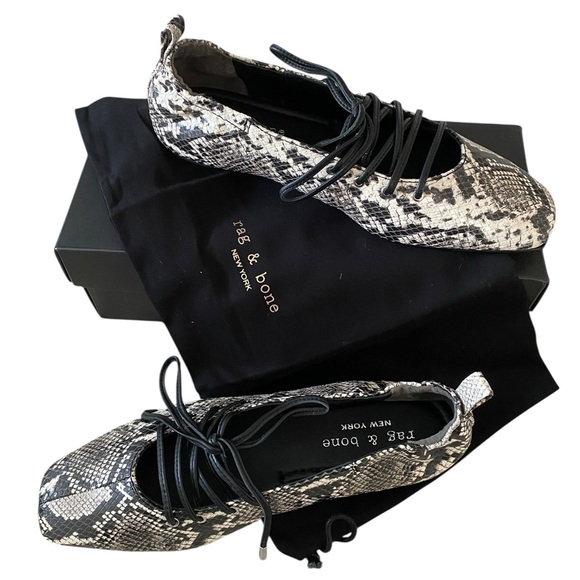 rag & bone Shoes - Rag & Bone Black and White Snakeskin Flats
